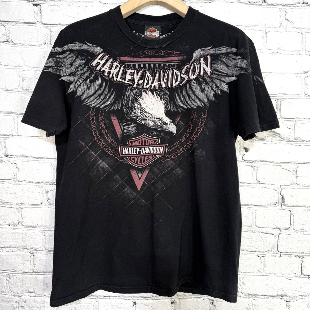 Harley Davidson Eagle T Shirt M Black Paris France Bastille Graphic‎ Biker Built